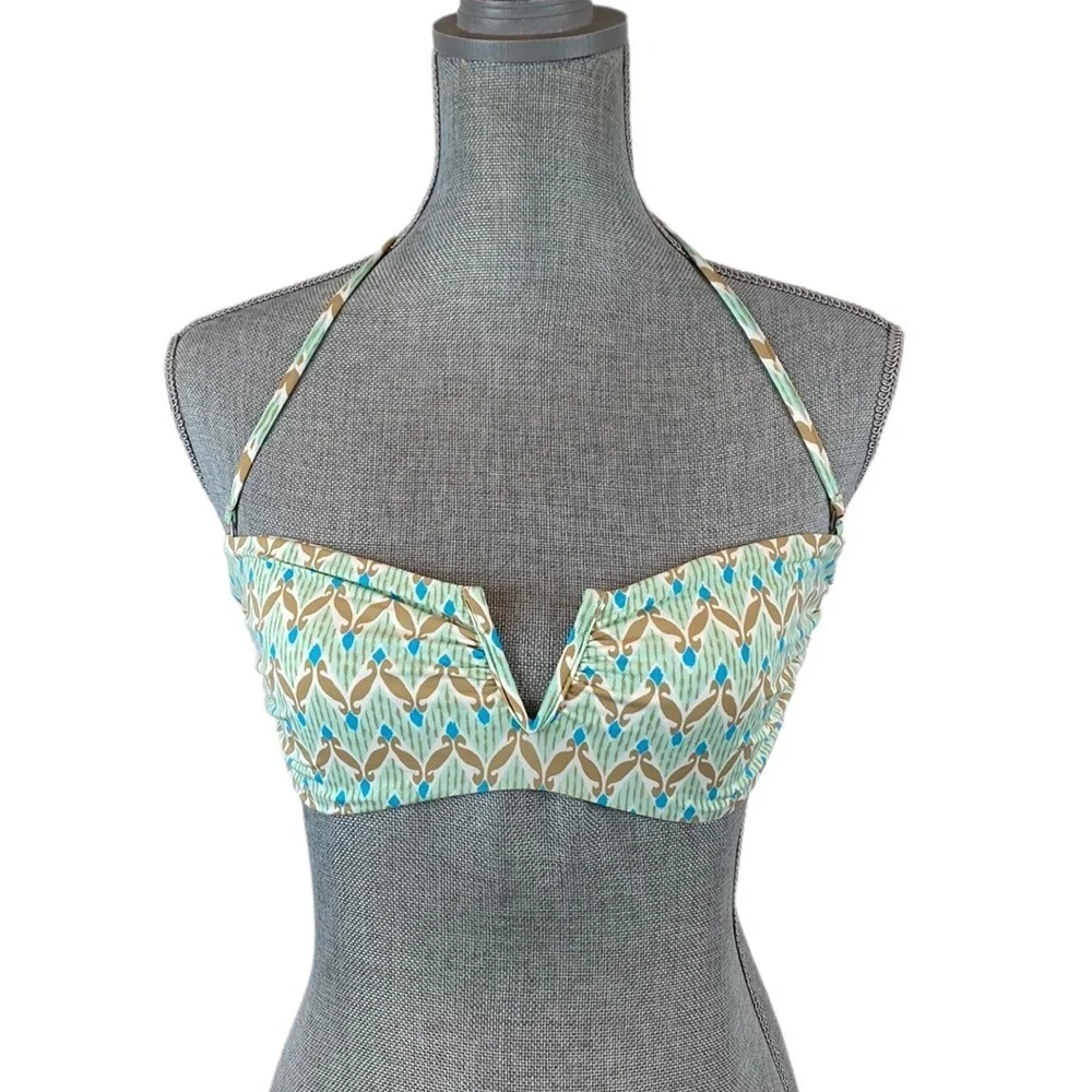 Frankie’s Bikinis Printed Crochet Back Bikini Top Size Large